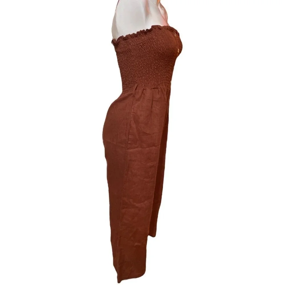 NWT Faithfull the Brand Anthropologie Lais Wide Leg Jumpsuit Linen Size 2 - Picture 6 of 11